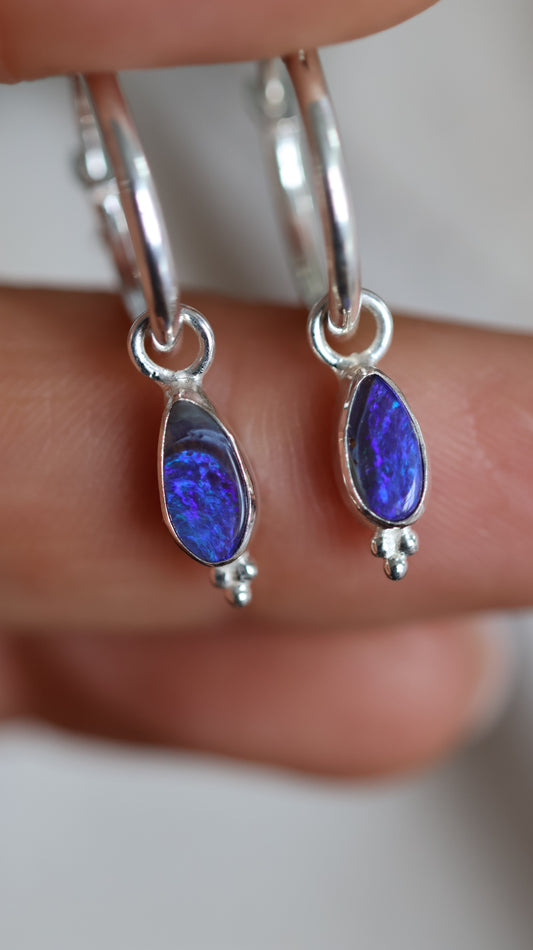 Solid Boulder Opal Hoop Earrings