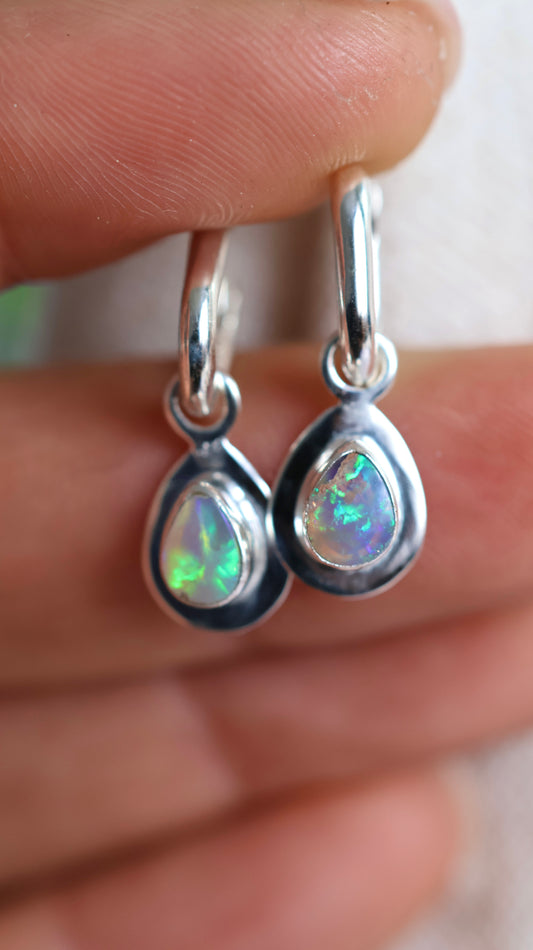 Crystal Opal Hoops
