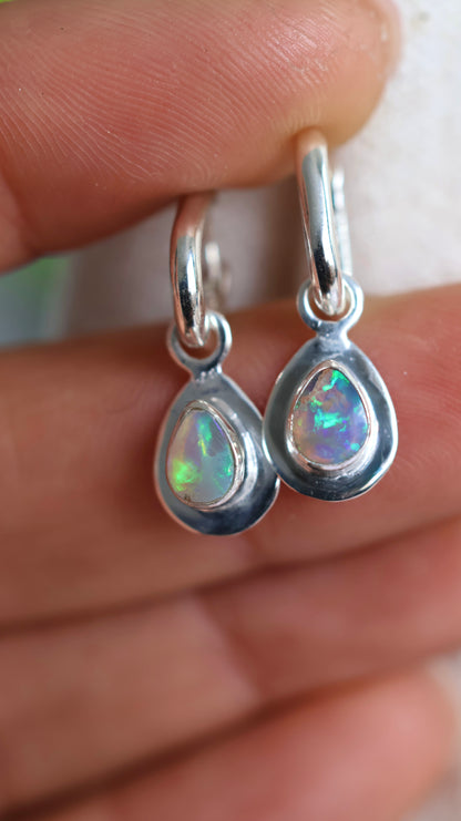 Crystal Opal Hoops