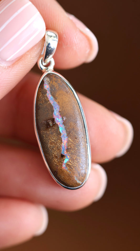 Solid Boulder Opal Pendant