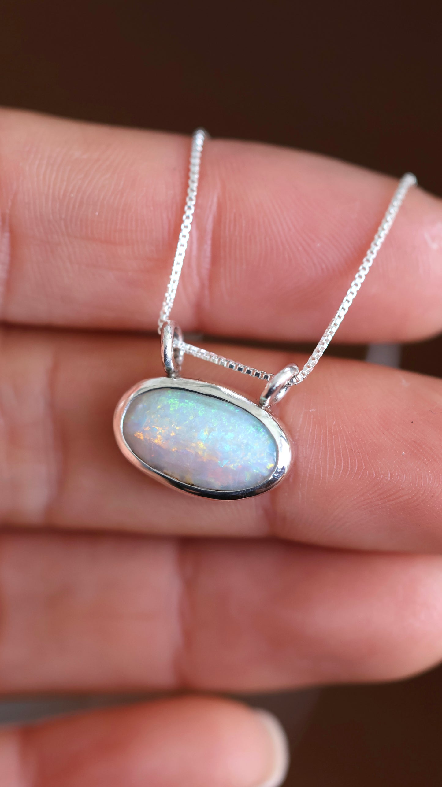 Solid Oval Opal Necklace