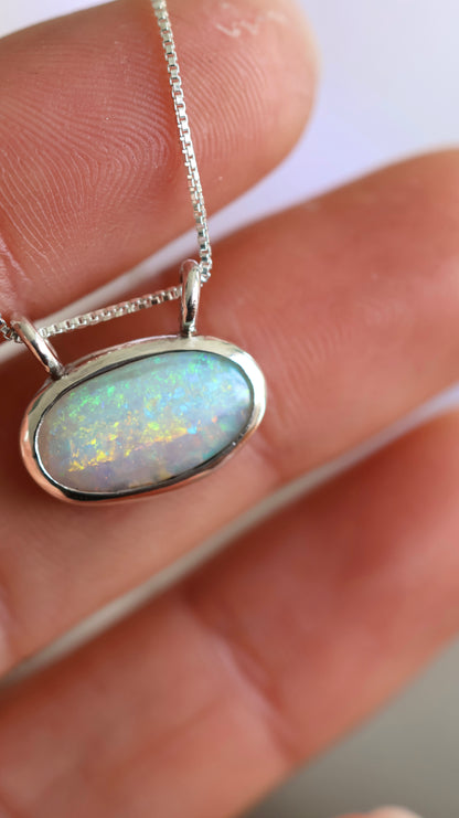 Solid Oval Opal Necklace