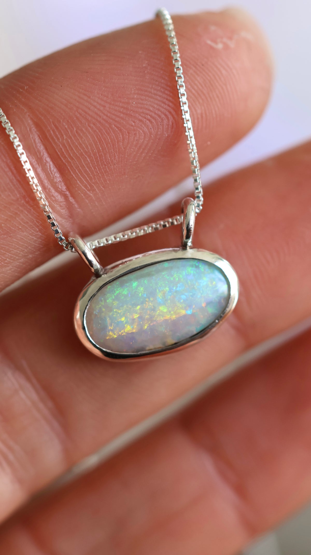 Solid Oval Opal Necklace