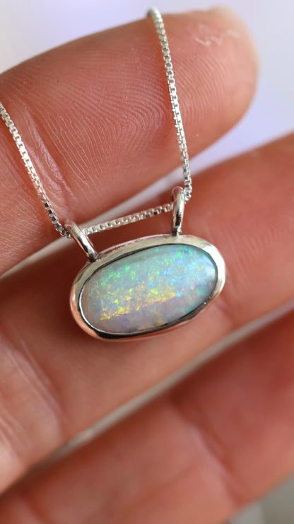 Solid Oval Opal Necklace