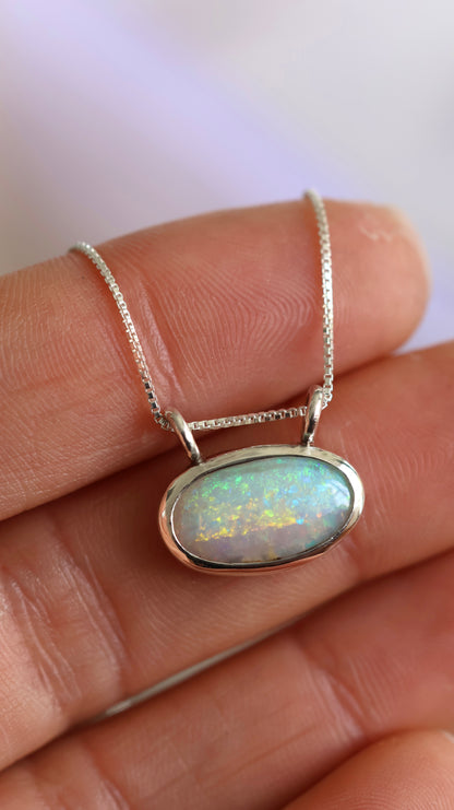Solid Oval Opal Necklace