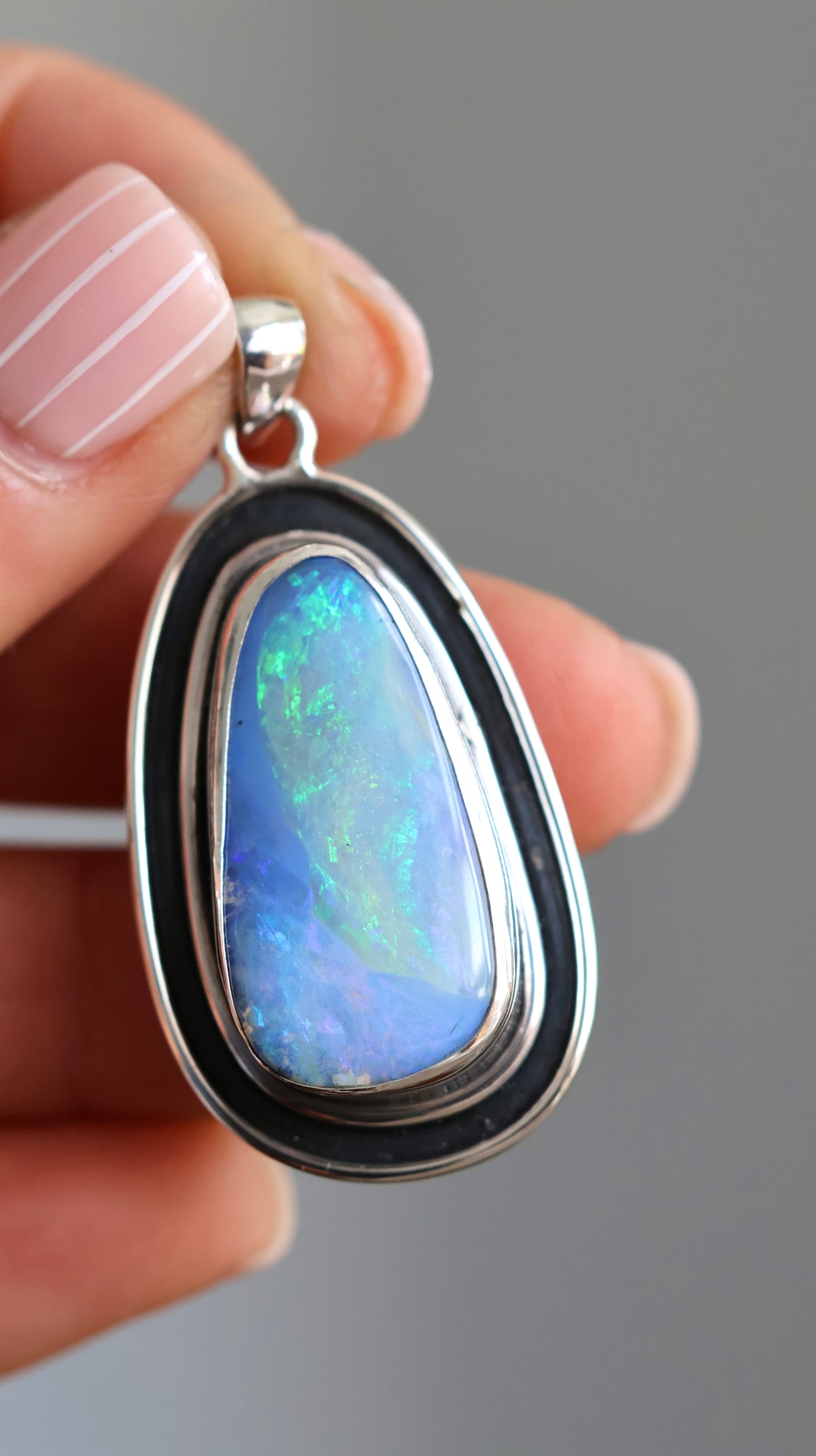 Solid Boulder Opal Statement Pendant