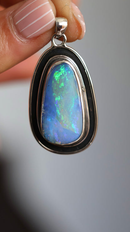 Solid Boulder Opal Statement Pendant