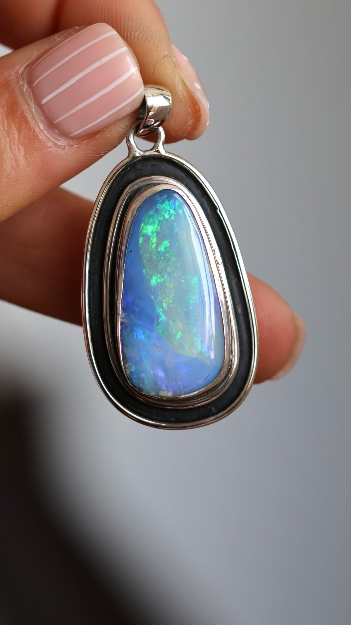 Solid Boulder Opal Statement Pendant