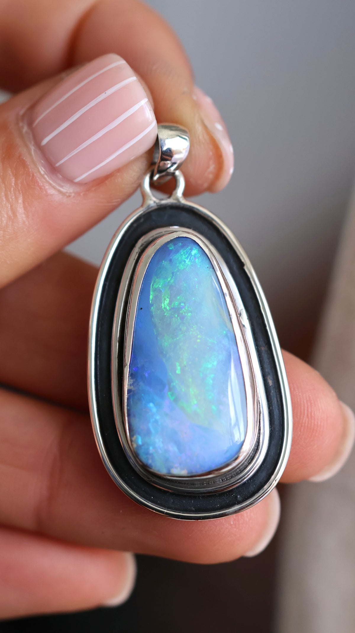 Solid Boulder Opal Statement Pendant