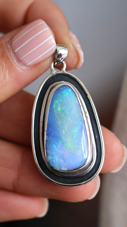 Solid Boulder Opal Statement Pendant