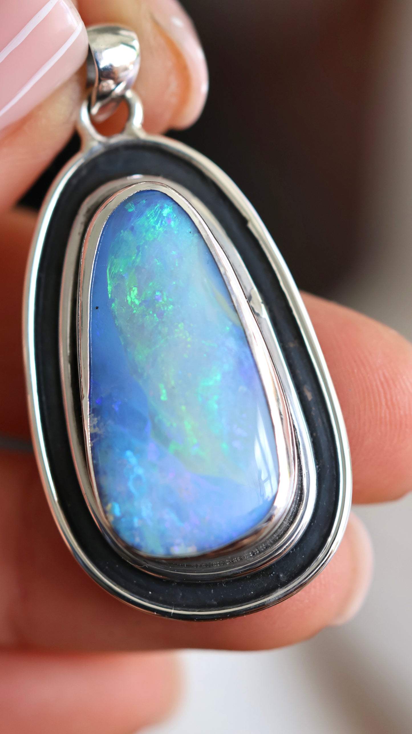 Solid Boulder Opal Statement Pendant