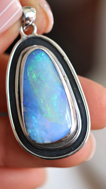 Solid Boulder Opal Statement Pendant