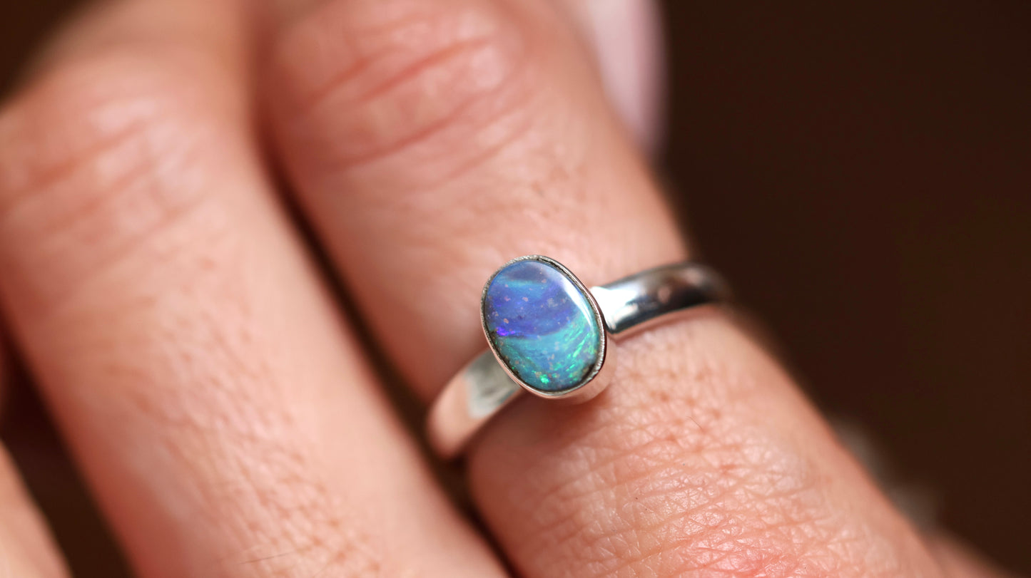 Solid Boulder Opal Ring 6.5