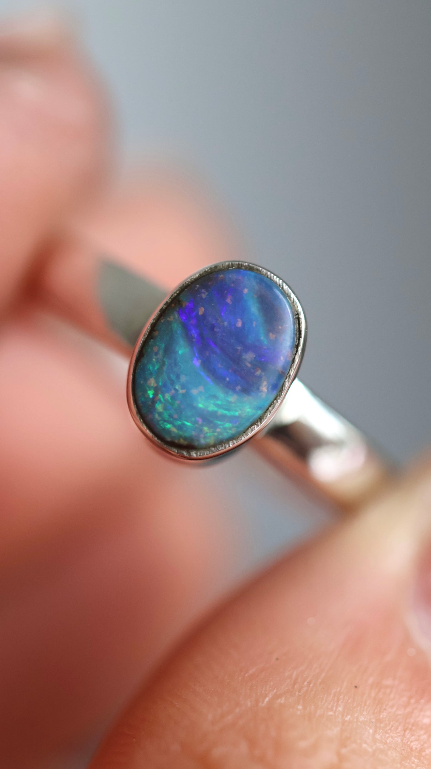 Solid Boulder Opal Ring 6.5