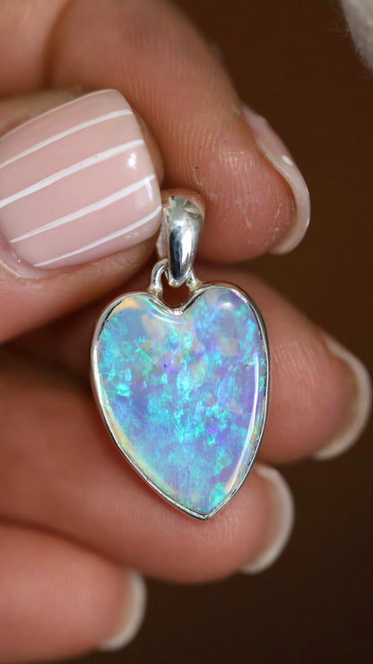 Crystal Opal Heart Pendant