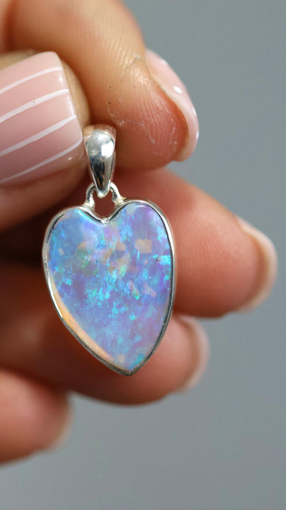 Crystal Opal Heart Pendant