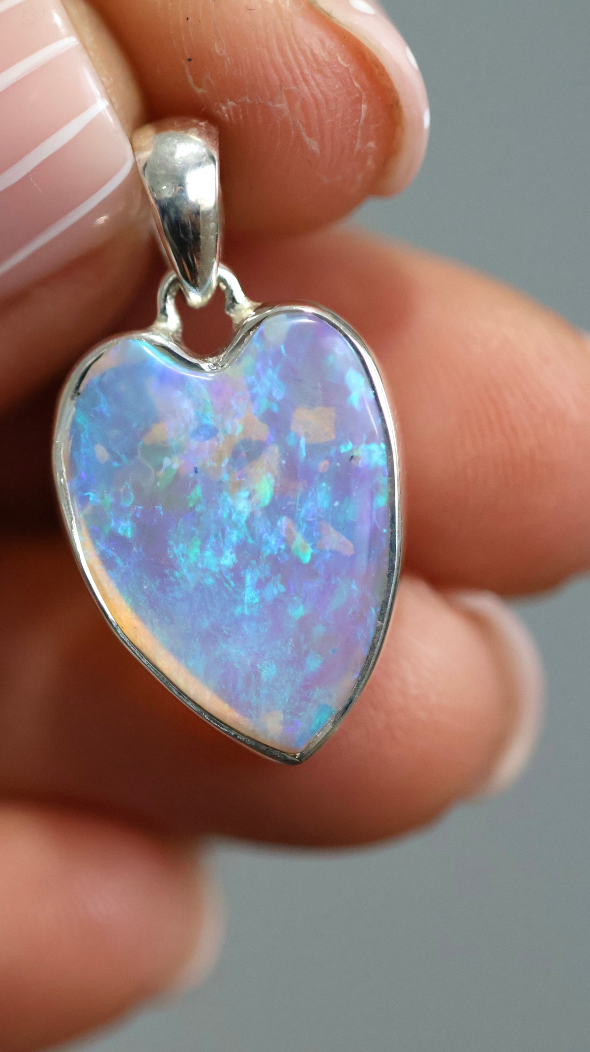 Crystal Opal Heart Pendant
