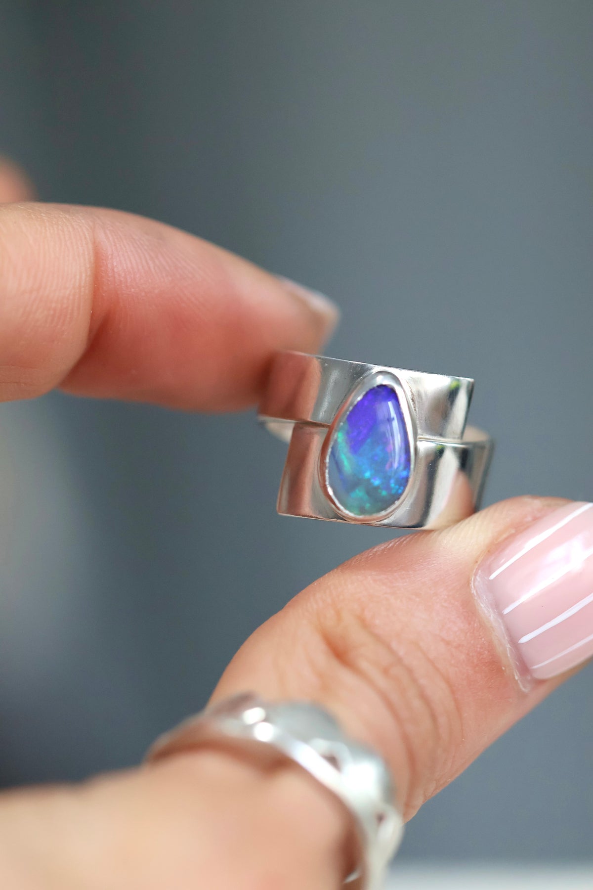 Solid Lightning Ridge Opal Ring