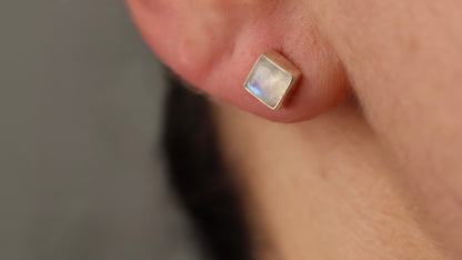 Square Moonstone Studs