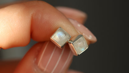 Square Moonstone Studs