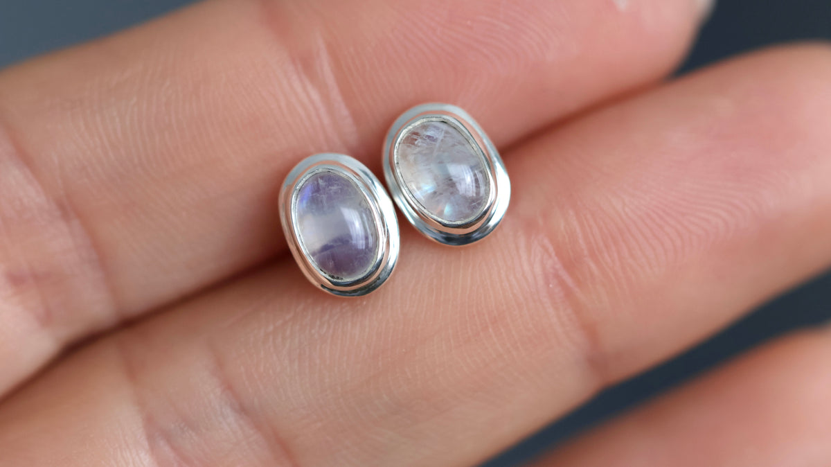 Oval Moonstone Studs