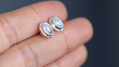 Oval Moonstone Studs