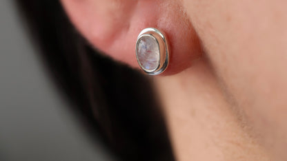 Oval Moonstone Studs