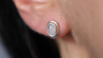 Oval Moonstone Studs