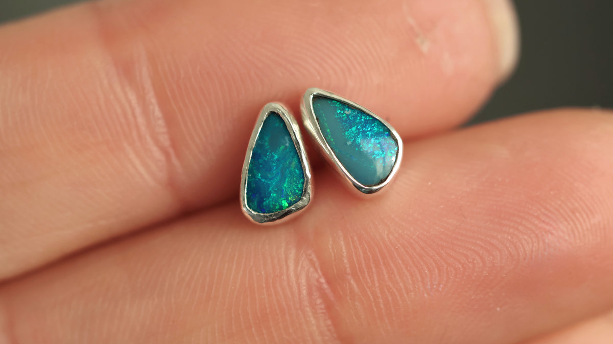 Deep Teal Opal Studs
