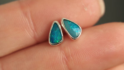 Deep Teal Opal Studs