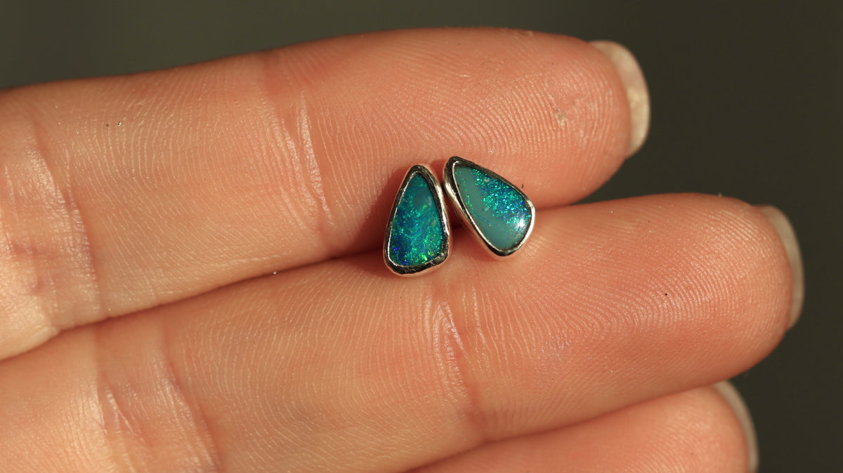 Deep Teal Opal Studs