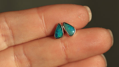 Deep Teal Opal Studs