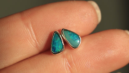 Deep Teal Opal Studs