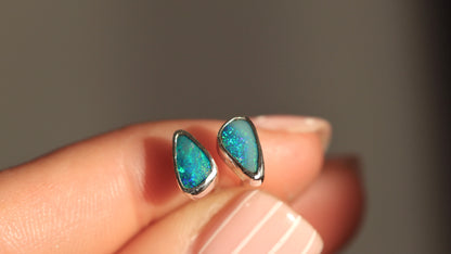 Deep Teal Opal Studs