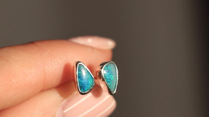 Deep Teal Opal Studs