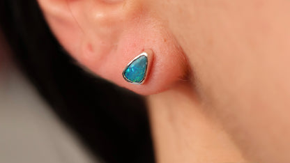 Deep Teal Opal Studs