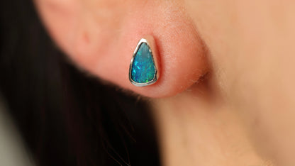 Deep Teal Opal Studs