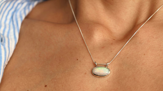 Solid Oval Opal Necklace