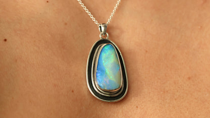 Solid Boulder Opal Statement Pendant