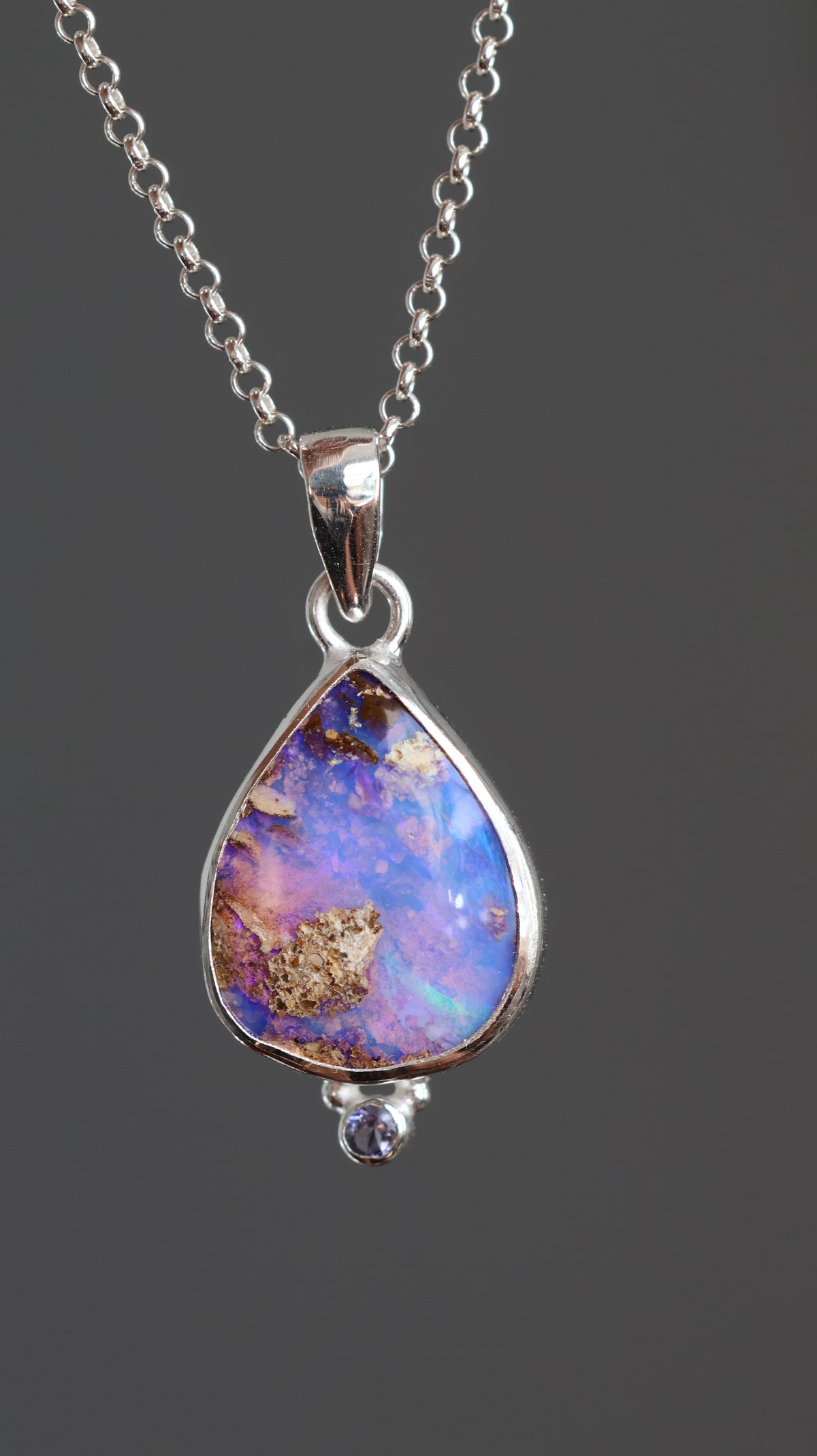 Boulder Opal & Iolite Pendant