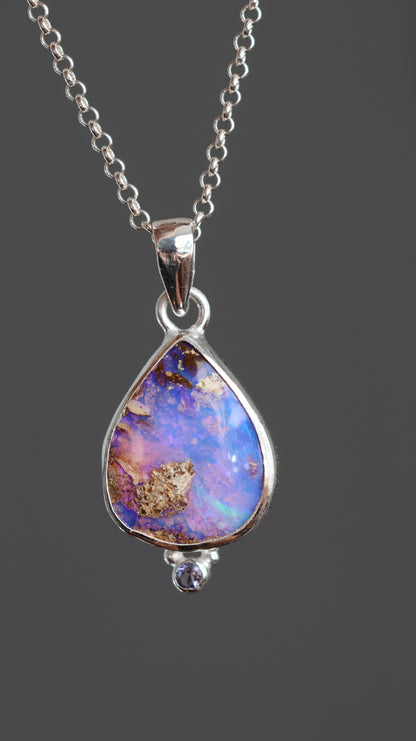 Boulder Opal & Iolite Pendant
