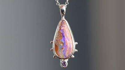 Boulder Opal & Amethyst Pendant