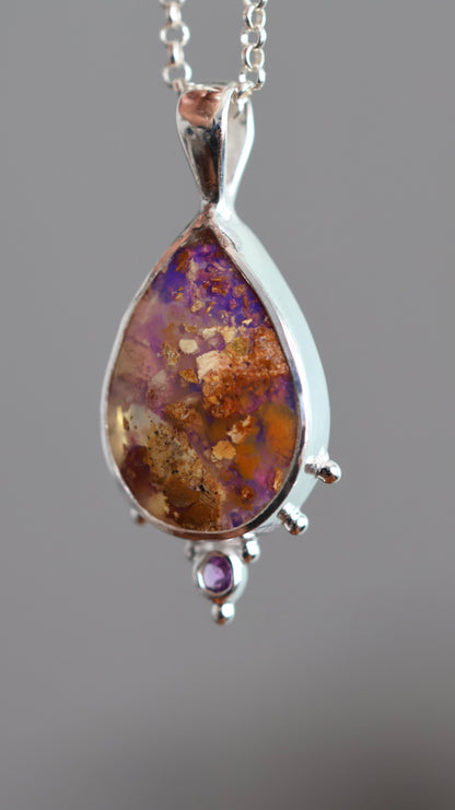Boulder Opal & Amethyst Pendant