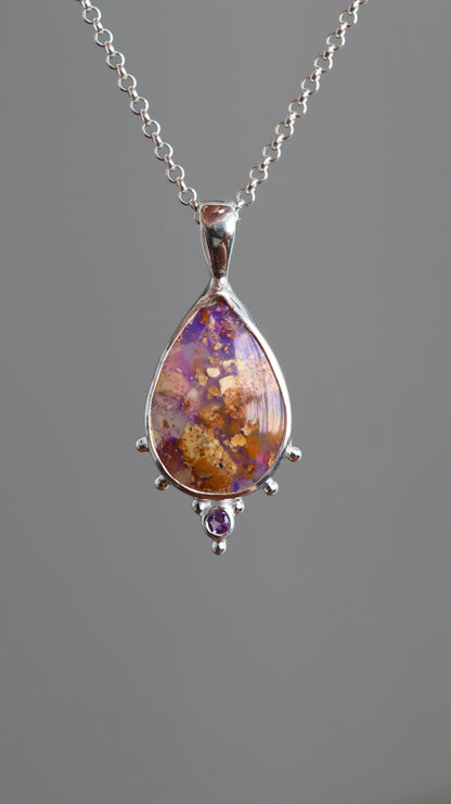 Boulder Opal & Amethyst Pendant
