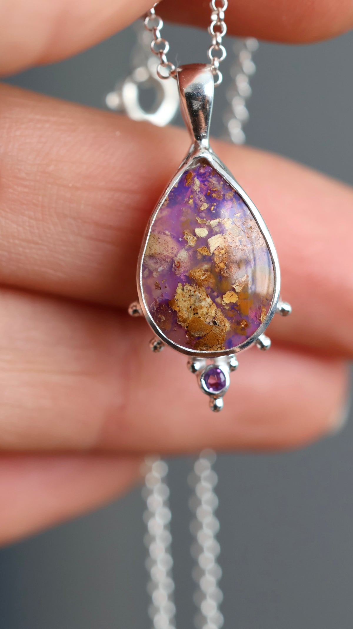 Boulder Opal & Amethyst Pendant