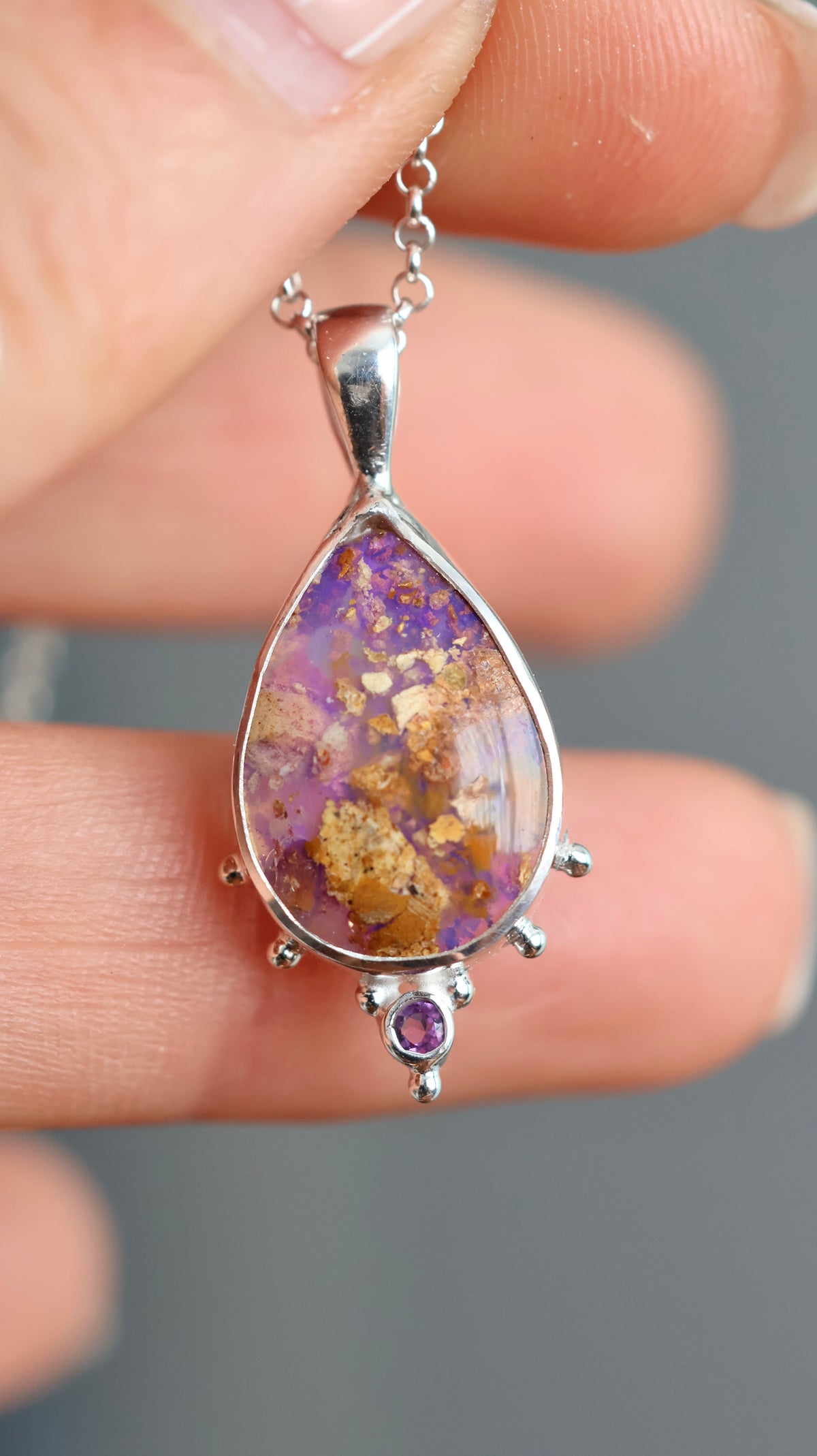 Boulder Opal & Amethyst Pendant