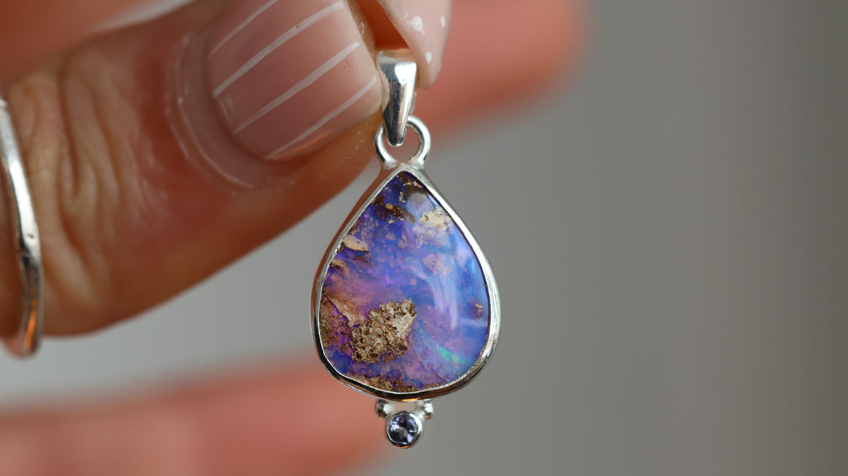 Boulder Opal & Iolite Pendant