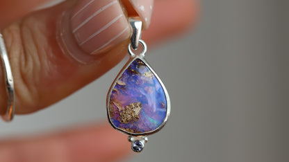 Boulder Opal & Iolite Pendant