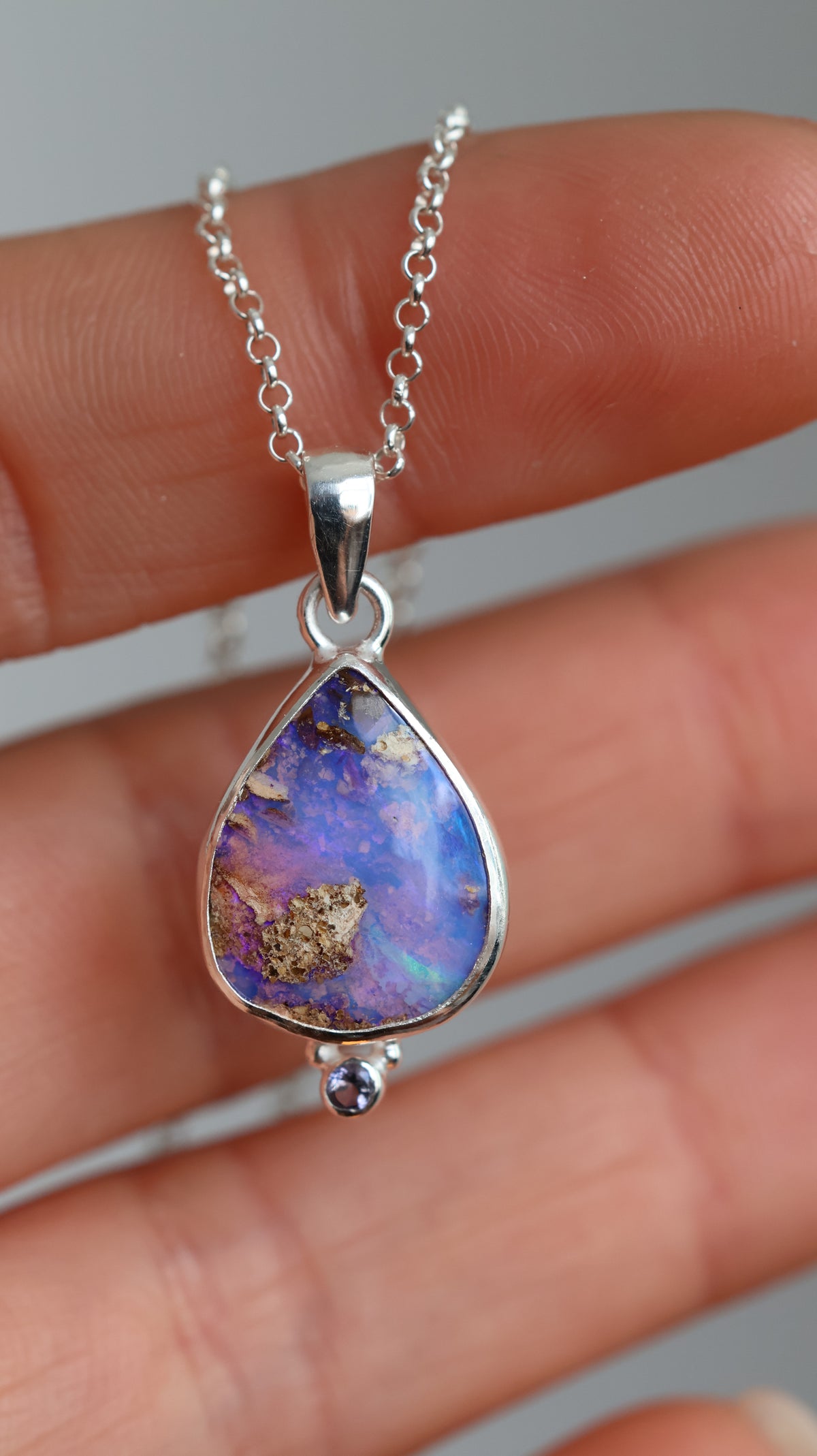 Boulder Opal & Iolite Pendant