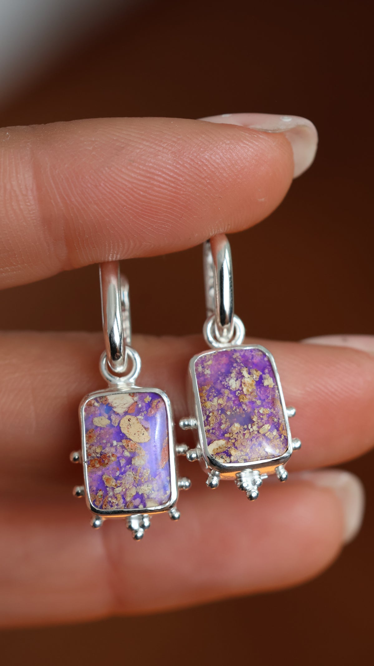 Boulder Pipe Opal Hoop Earrings